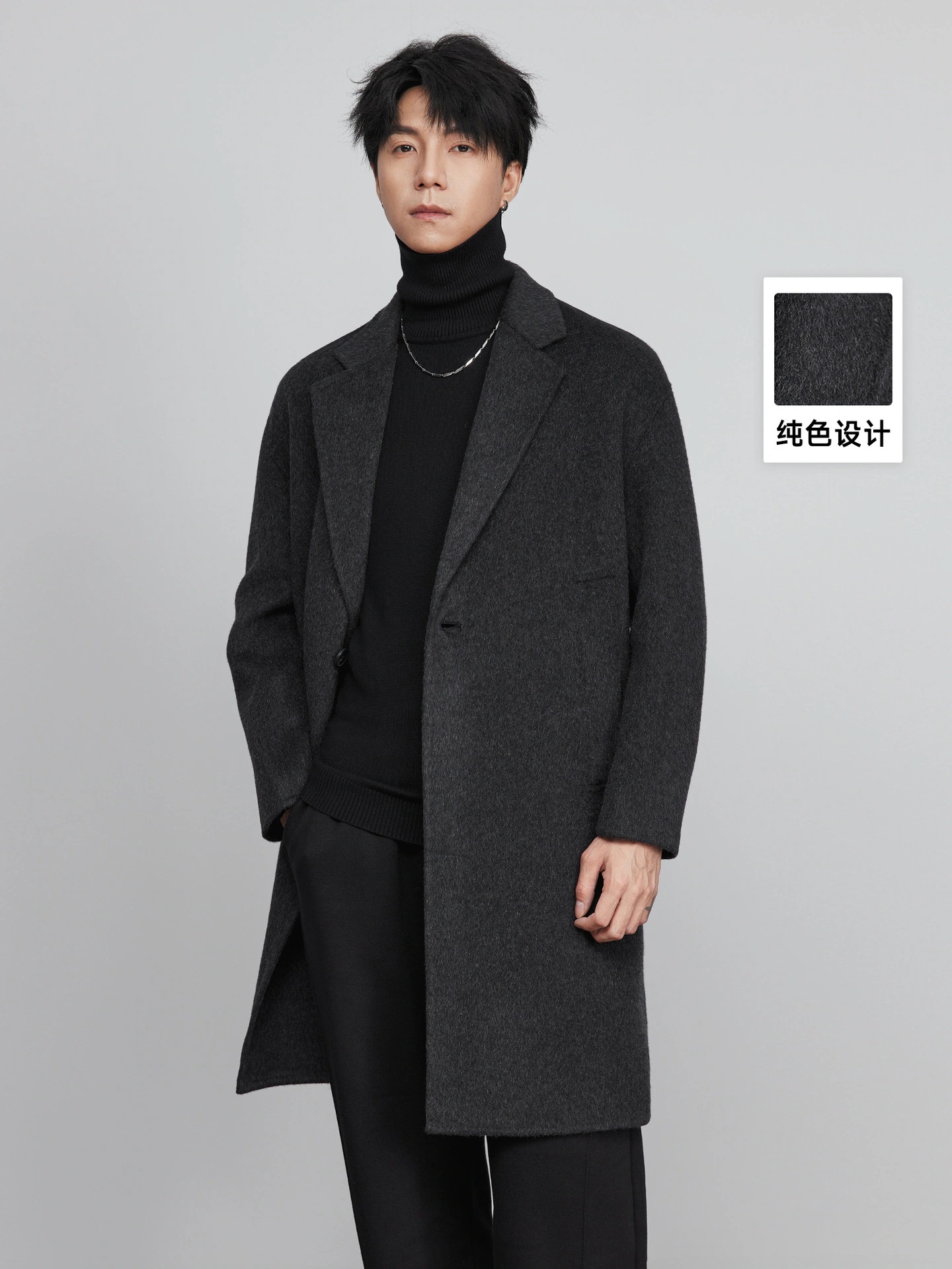 リバーシブルウールツイードコートメンズ冬の新作ロング暖か厚手ツイードコート潮のセクション 11,375円