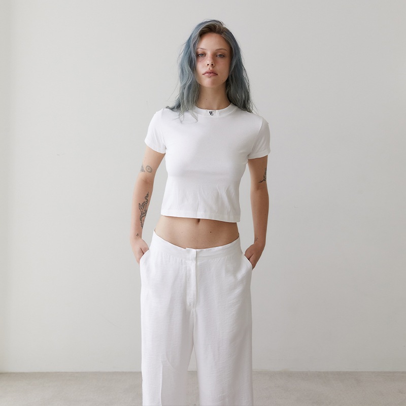 needlework crop t-shirt white 8,325円