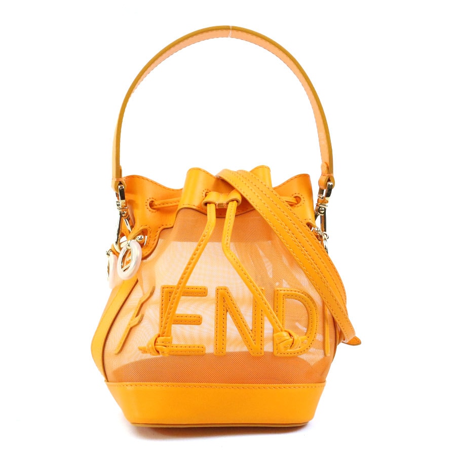 フェンディ FENDI ハンドバッグ ショルダーバッグ モン トレゾール ミニ レザー/メッシュ オレンジ レディース 8BS010-AAYS 90201a