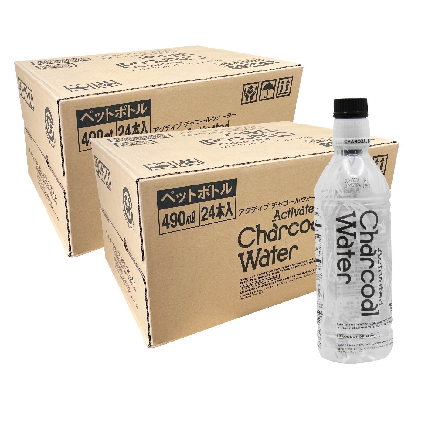 アクティブ チャコールウォーター 490ml 2ケース（48本） 炭水 チャコールクレンズ charcoal 竹炭 活性炭 腸活