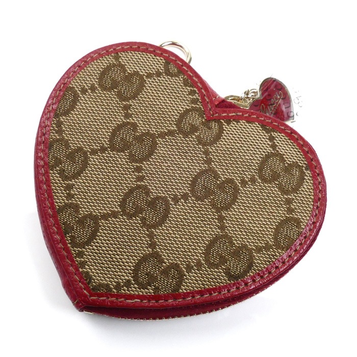 GUCCI グッチ ハート コインケース ベージュ レッド 152615 レディース 中古 美品