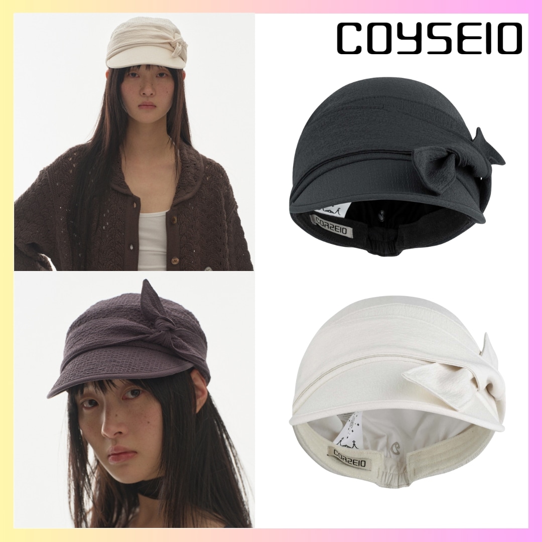 [COYSEIO] RIBBON TIE CAP - 2カラー + FREE OMAKE 韓国ファッション レディースレディース ボールキャップ