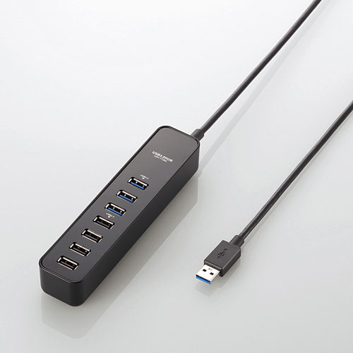 エレコム 7ポート USB3.0 / USB2.0ハブ（ブラック） U3HT706SBK