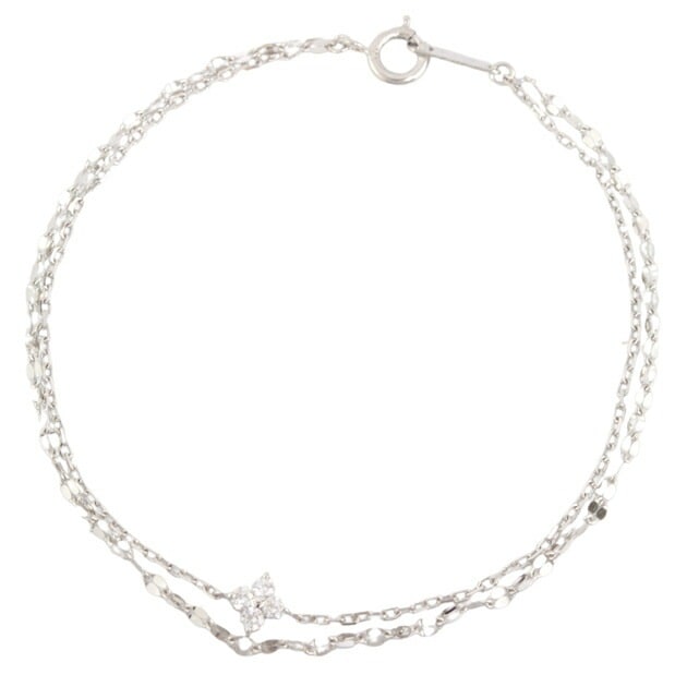 リボン済＆紙袋 ブレスレット 正規品 レディース フラワーモチーフ キュービックジルコニア シルバー素材 祝い