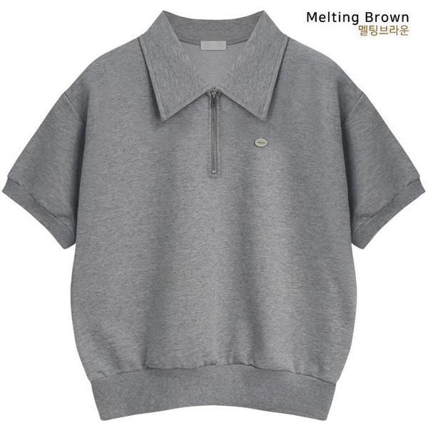 レディース半ジップアップ半袖襟付きTシャツ RO25