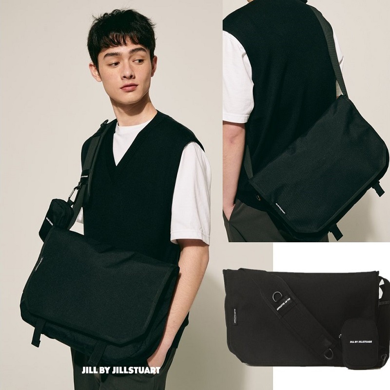 YOUTH コーデュラナイロン ブラック ロゴ クロスボディ メッセンジャーバッグ 韓国人気 ユニセックス カジュアル おしゃれ シンプル トレンド