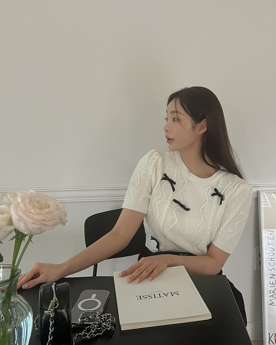 MAYBINSリボン付きウール半袖ニット韓国ファッション レディース
