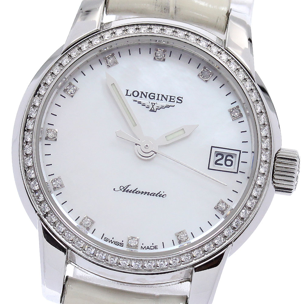ロンジン LONGINES L2.263.0 サンティミエ ダイヤベゼル 11P 自動巻き レディース _959576【中古】