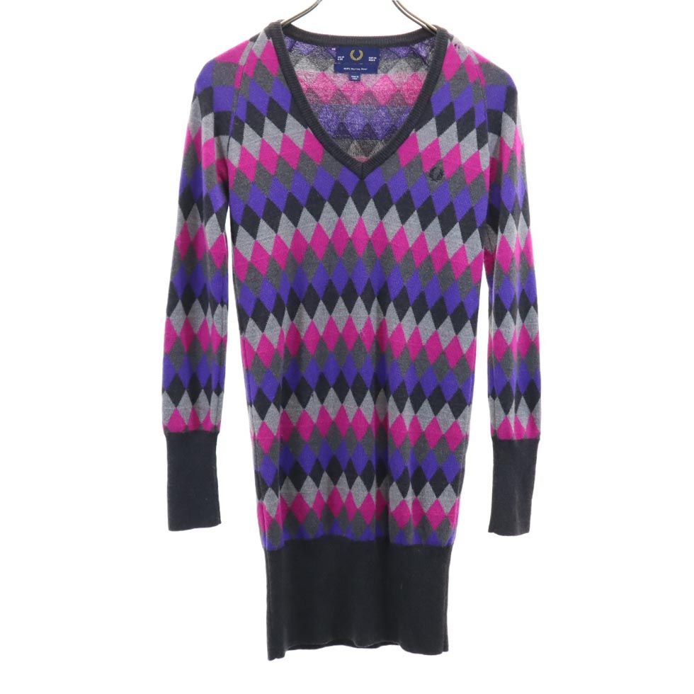 ウール 長袖 Vネック セーター USA6 グレー系 ニットワンピース レディース 5,465円