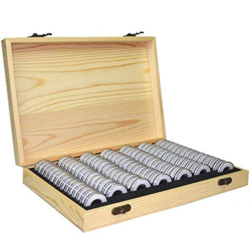 サイズ：100 木製 コイン コレクション ケース 径5種対応 ボックス 硬貨 記念 収納 コインカ