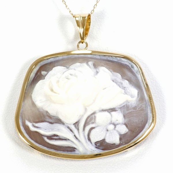 K18 18金 YG イエローゴールド ネックレス シェルカメオ 約40cm ジュエリー 中古
