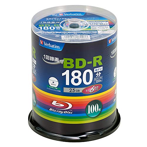 Verbatim バーベイタム 1回録画用 ブルーレイディスク BD-R 25GB 100枚 ホワイトプリンタブル 片面1層 1-6倍速 VBR