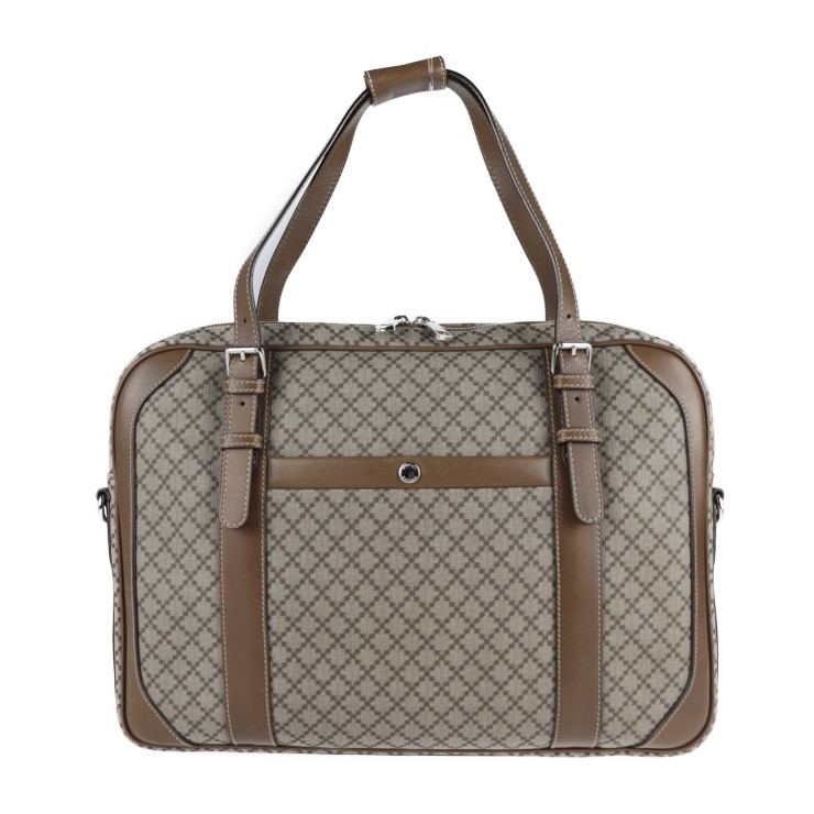 美品 GUCCI グッチ ビジネスバッグ 267898 ディアマンテ PVC レザー ベージュ ブラウン 2WAY ブリーフケース 本物保証 中古