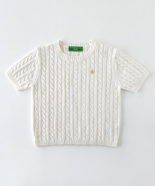 LOGO CABLE KNIT TOP - IVORY