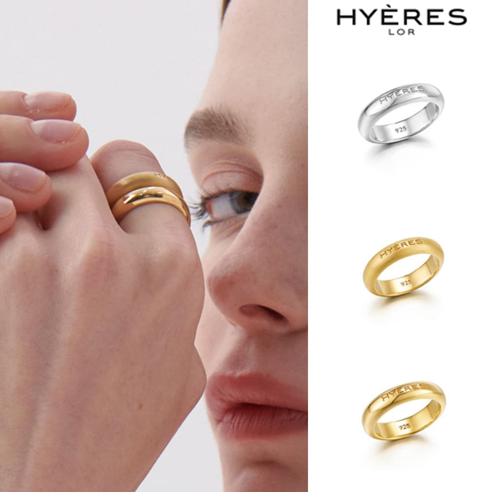 [HYERES LOR] Champagne Full Moon Slim Silver Ring M