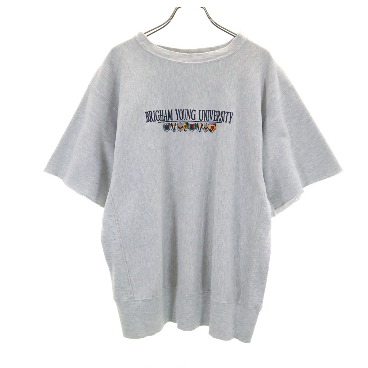 90s オールド USA製 刺繍タグ 長袖 リバースウィーブ スウェット L グレー 袖切りっぱなし メンズ 古着