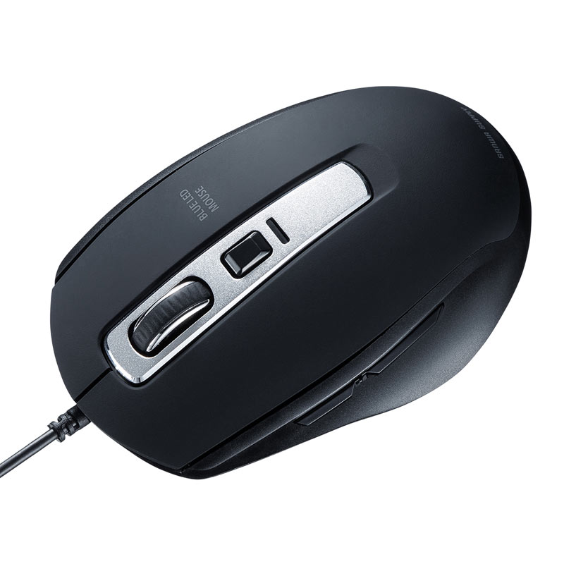 （まとめ買い）静音有線ブルーLEDマウス 5ボタン ブラック MA-BL163BK [x3]