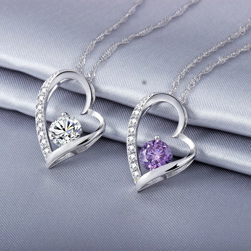 ネックレス レディース オープンハート 豪華9粒 シルバー925 プラチナ仕上げ 女性 彼女 嫁 娘 人気 誕生日 プレゼント 20代30代40代50代 人気