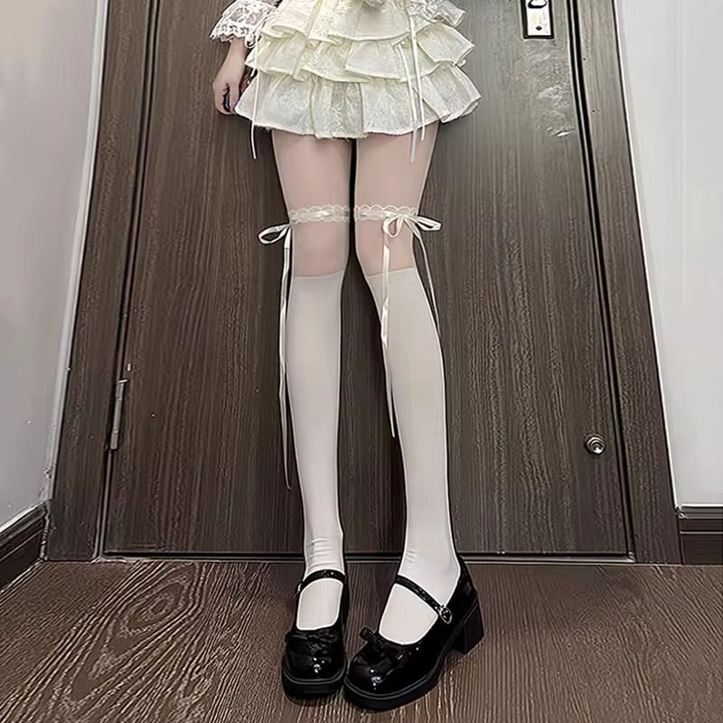 【超お得1つ買うと10個もらえる】メガ割ソックス 靴下 レディース ロリータ パンティ ストッキング 女性 薄い かわいい バレエ スタイル ボウレースストッキング