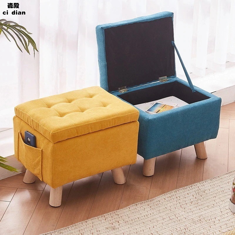 自宅玄関用靴履き替えスツール 衣料品店 試着室 ソファスツール 収納 長方形 ロングバー収納 座る用の小さなスツール