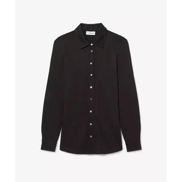 26SS 女性 シャイニーピケ 長袖ポロシャツ PF0952-56G 3LA(バッファローブラウン)