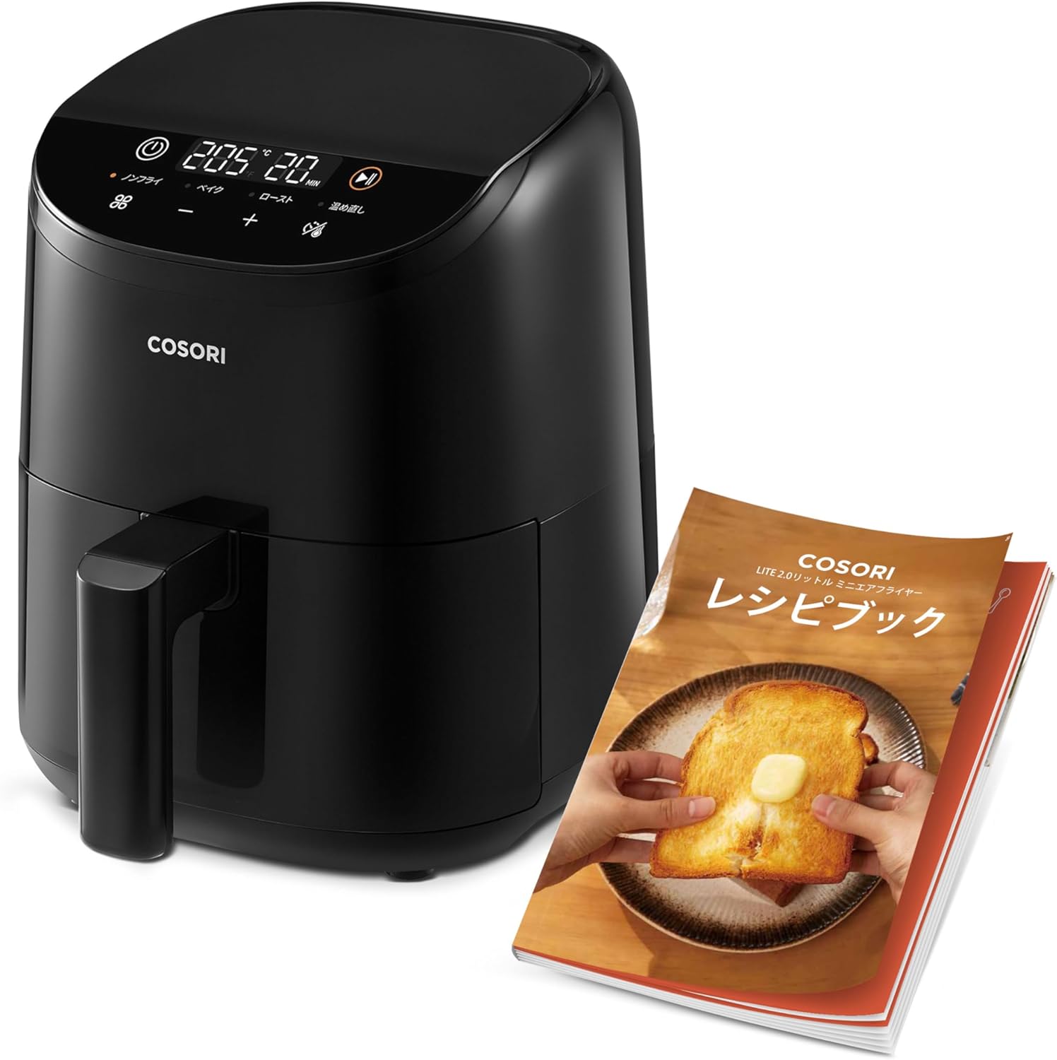 COSORI コソリ ノンフライヤー 2L 一人用 エアフライヤー オイル97％カット 省エネ ミニ 卓上 電気 フライヤー 揚げ物 専用レシピ付き PSE認証済み ブラックCAF-LI211-KJP