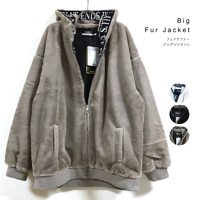 ラウンドテープ フェイクファー ビッグシルエット フード ジャケット 長袖 201-39A メンズ 送料無料