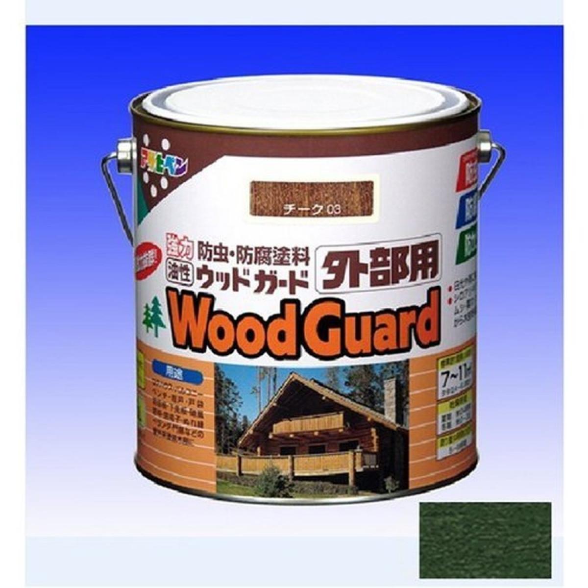 【在庫有即納】 アサヒペン 油性ウッドガード 外部用 1.6L コロラドグリーン