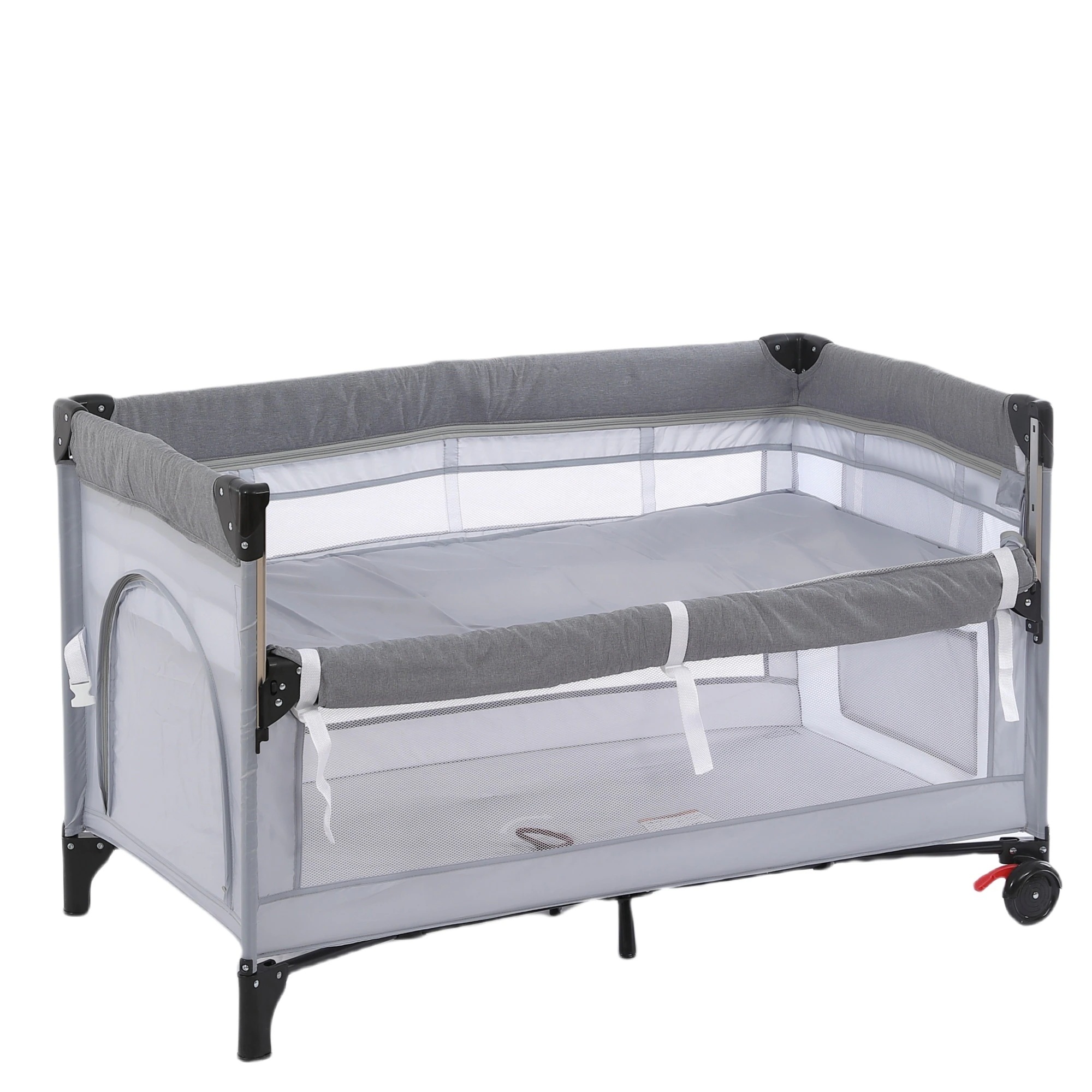 【安心保証】ベビーベッド ベビーサークル 折りたたみ 添い寝ベッド プレイヤード 片サイド高さ調整可能 お昼寝マット キャリーバッグ付 マットレス付 キャスター付き 多機能 軽量 出産祝い