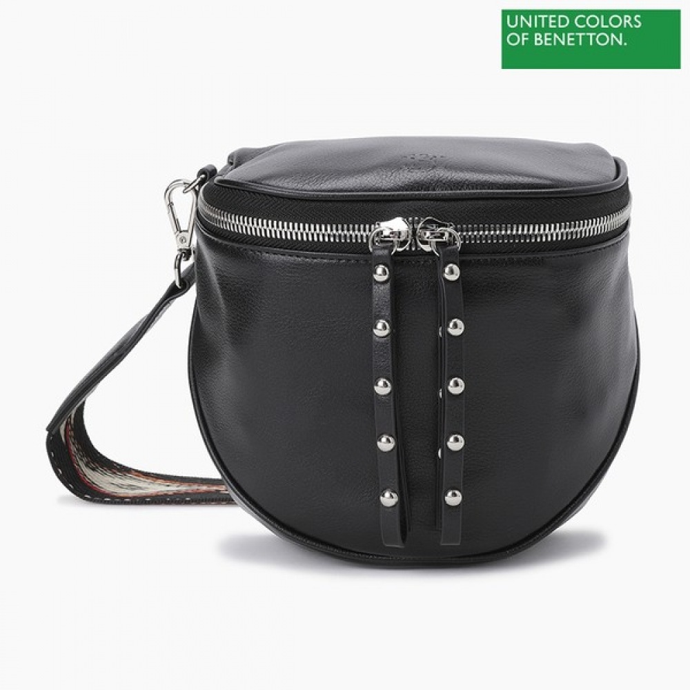 (ベネトン) ベネトン牛革ジャカードストラップクロスバッグ BCBGA1411_BK