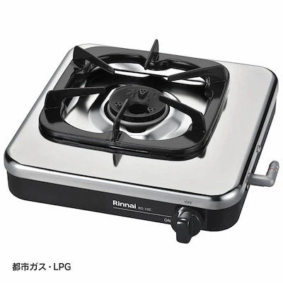 他サイト： 【目玉商品】ガスコンロ ガステーブル キッチン家電 リンナイ 1口ガスコンロ ブラック KG-12C (D)　メガ割の商品画像