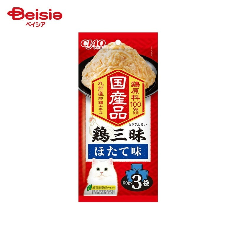いなばペットフード CIAO 鶏三昧 ほたて味 （60g×3袋）×16個 ペット