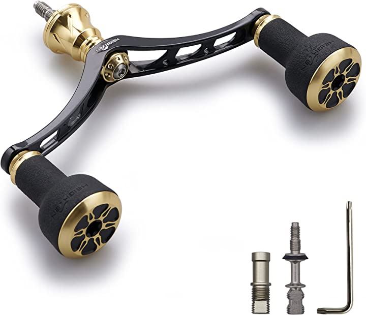 98mm リール ハンドル シマノ SHIMANO ダイワ DAIWA 通用 スピニングリール TPE Series 482(ブラック＆ゴールド)