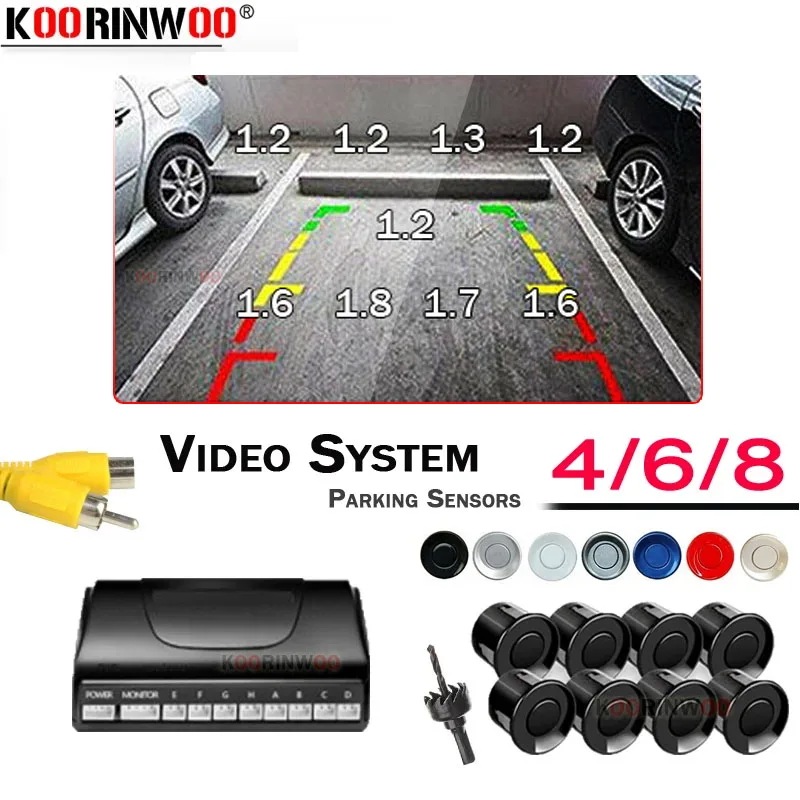 クーリンウー 可視式 駐車センサー 8/6/4 プローブ バックライト フロント&リア アラーム パークトロニック DVD Android メディアシステム対応 輸入品