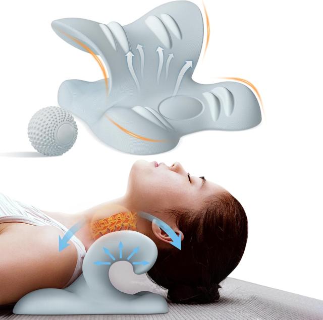 [最安値に挑戦]ストレートネック 枕 首枕 軽量 通気 ネックリラックスピロー 指圧ジデザイン 首 ストレッチ リラックス