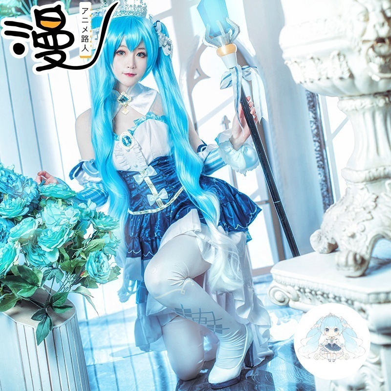 v家未来コスプレ服雪初音コスプレ女装嬢ミク姫北海道の雪とプリンセスセットです