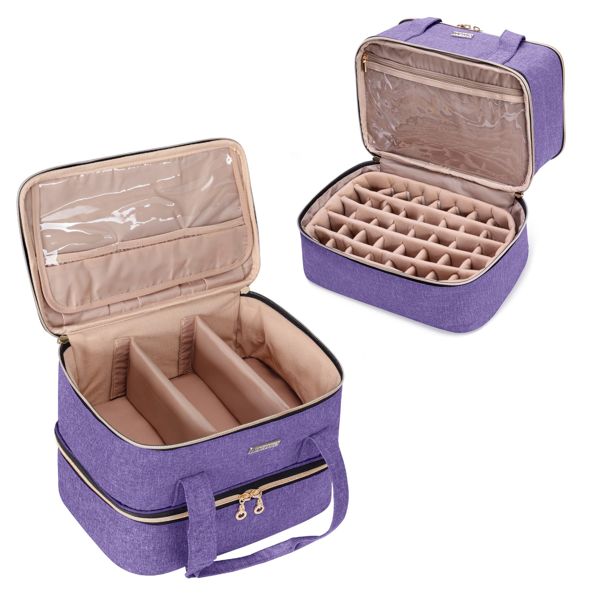 BAFASO マニキュアケース 40ボトル用（15ml） ネイルライト ネイル道具 収納 持ち運び 紫