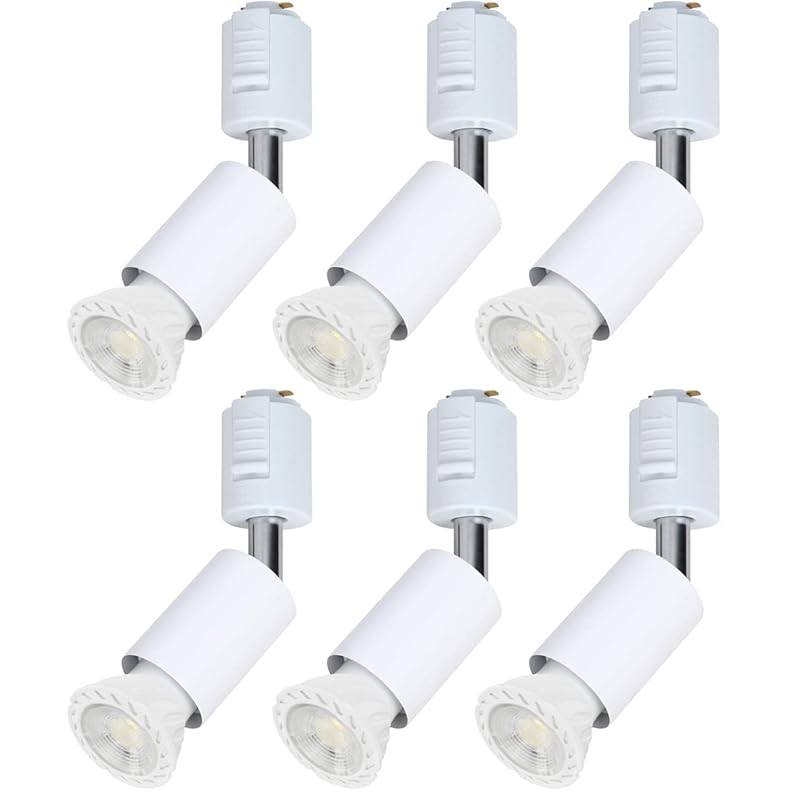 ダクトレール用スポットライト E26口金 LED電球付き LEDスポットライト6.5W(ハロゲン電球65W相当) 昼光色6000K RA80 600LM 非調光 白い器具+LED電球：6個セッ…