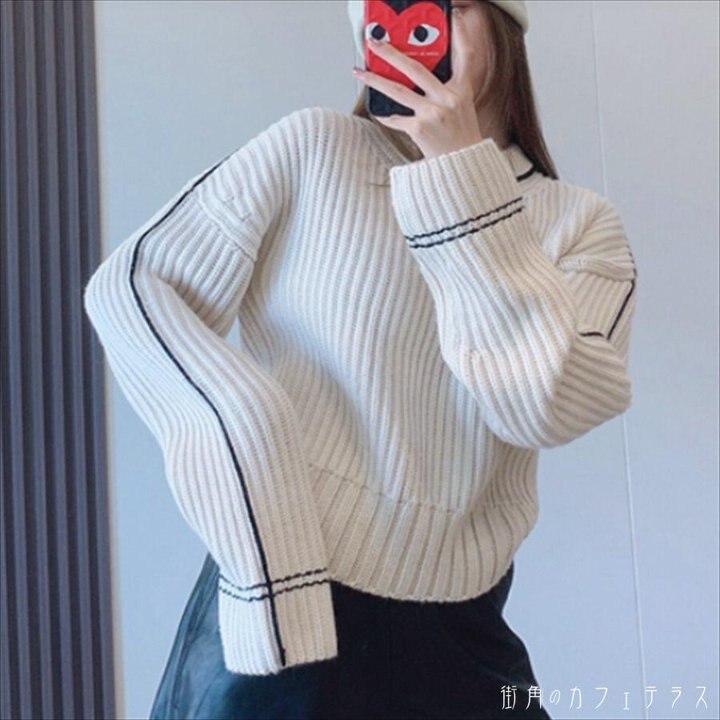 トップス セーター 袖あり 長袖 萌え袖 ラウンドネック かぎ編みニット ニット かわいい 大人可愛い 大人女子 こなれ感 シンプル カジュアル 大人 おしゃれ お洒落 ラフ 冬 30代 4,910円