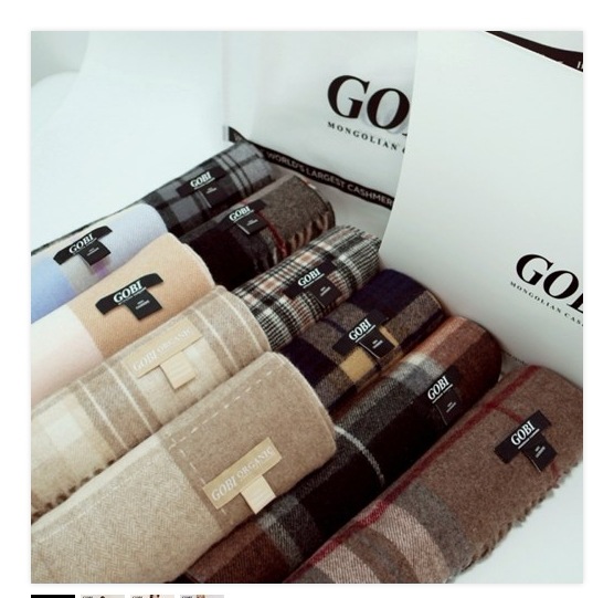 GOBI ゴビ カシミヤ チェック マフラー スカーフ モンゴルカシミヤ100% 170x30