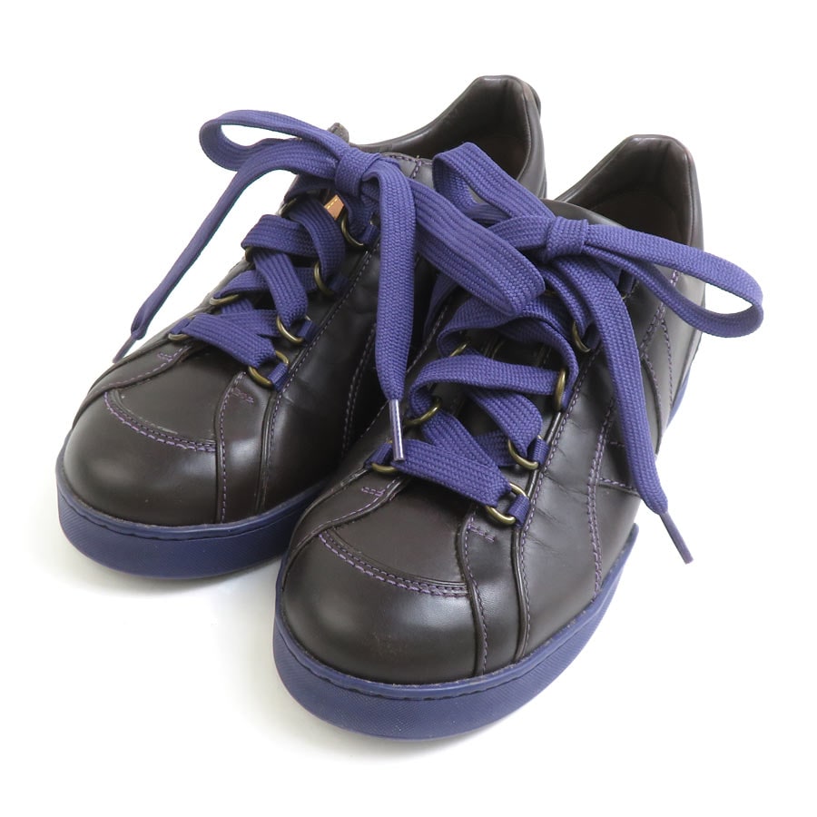 ルイ ヴィトン LOUIS VUITTON スニーカー レザー ダークブラウン/パープル メンズ e60261i