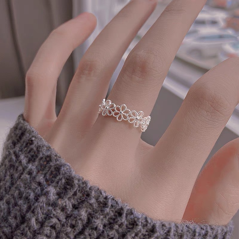 中空フラワーリング女性ニッチフェアリーインスウィートレース人差し指リング