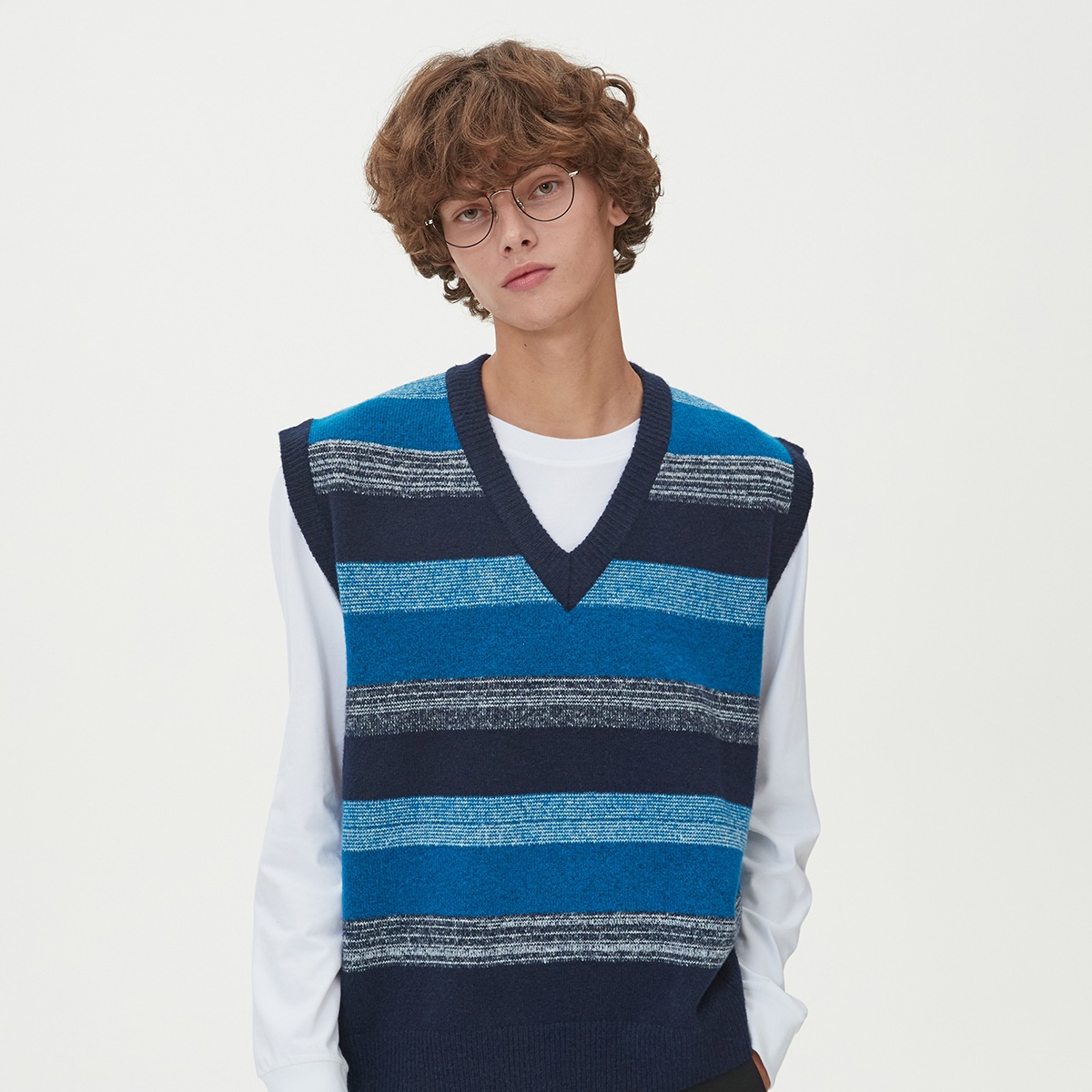 キャッシュライク ブレンデッド ニット ベスト(3COLORS)