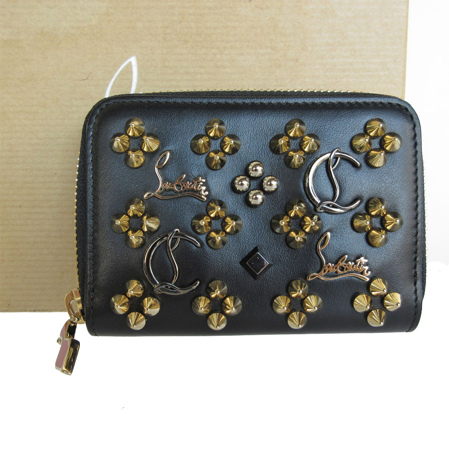 クリスチャンルブタン Christian Louboutin コインケース パネトーネ レザー/メタル ブラック/ゴールド/シルバー レディース s0242