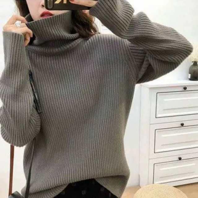ックニット レディース ニット セーター 長袖 タートルネック リブ ニットセーター ック