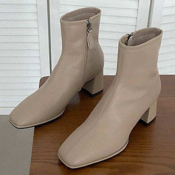 [シューズ] 牛革コジュール 女性用アンクルミドルブーツ 6cm sy8032