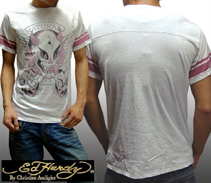 エドハーディー メンズ Tシャツ 200種類の品揃え Ed Hardy HORNED MONSTER ホワイト エドハーディー 正規品 インポート セレブ ファッション サファリ 掲載 ブランド