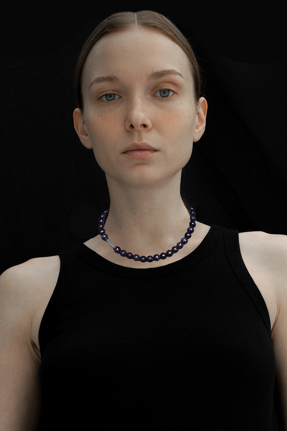 [HAZINA] 8mm Blue Sandstone Necklace