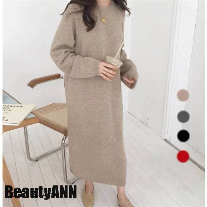 新生活 ニットワンピース レディース 春 秋冬 ニットワンピ ロングセーター セーター ニット ロングニット 長袖 クルーネック 丸首 秋コーデ 冬コーデ 大人っぽい おし 秋 春 冬 秋物 冬物 プ