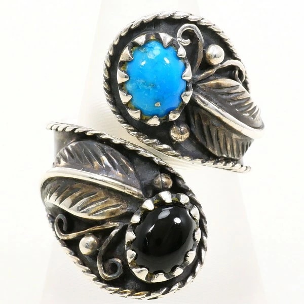 シルバー リング 15号 ターコイズ オニキス 中古